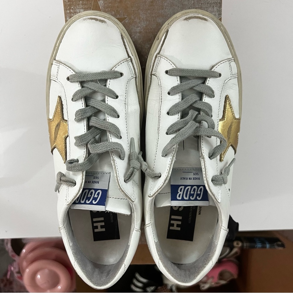 Golden Goose Hi-Star with Metallic Gold Star - Picture 5 of 10